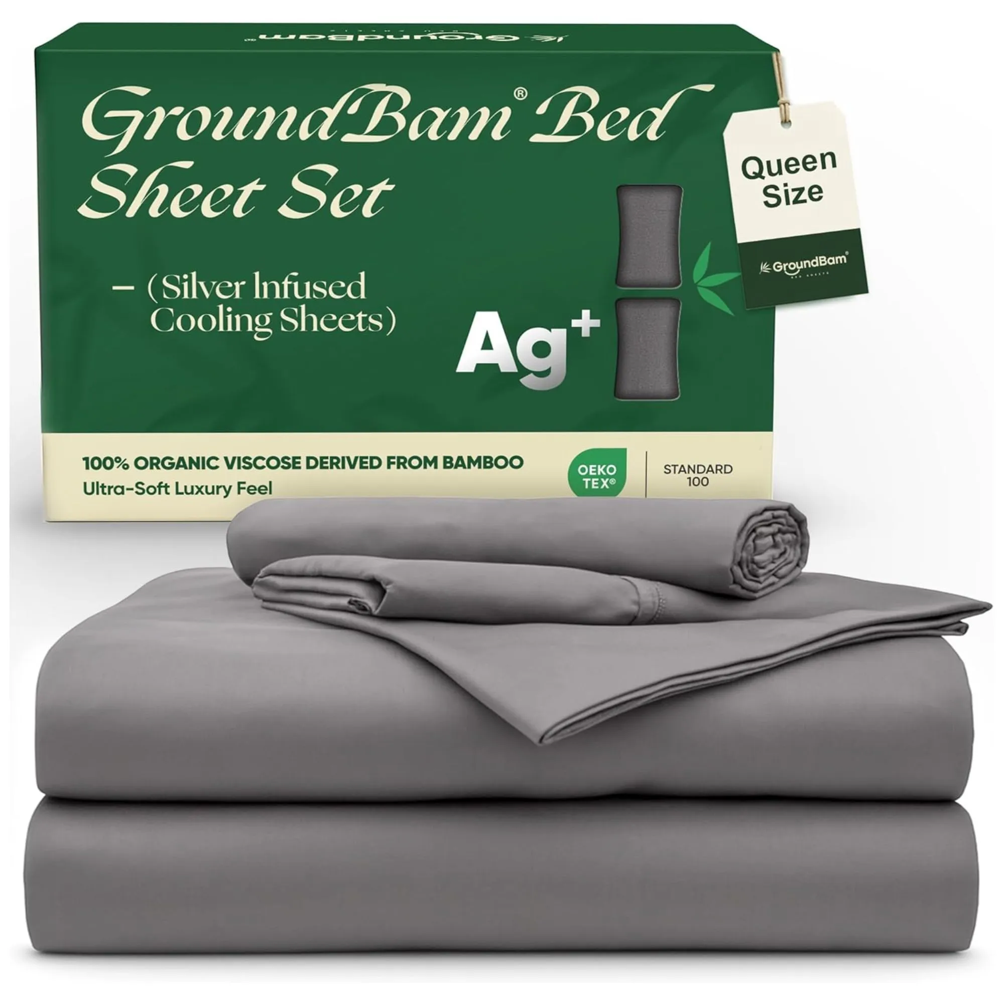 녹색 판지 포장 상자가 포함된 GroundBam 은 주입 침대 시트 세트' loading='lazy' title=