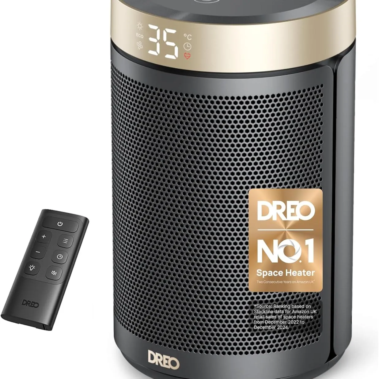 Dreo מחמם חשמלי 1500w שטח חסכוני באנרגיה שדרוג מחמם חדר מרחוק נייד קרמי מחממי מאוורר תרמוסטט 3 מצבים 12 שעות טיימר התחממות יתר & הגנה מפני התהפכות לחדר השינה Atom 316 Gold' loading='lazy' title=