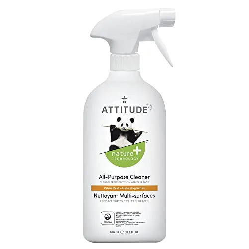 Limpador multiuso Attitude Produtos multisuperfícies verificados Ewg Vegan Spray de limpeza multiuso de origem natural Raspas de frutas cítricas 27,1 Fl Oz' loading='lazy' title=
