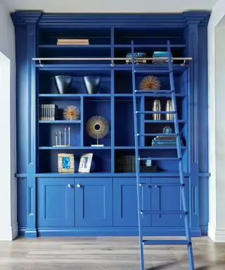 Idee per organizzare la libreria blu per il corridoio
