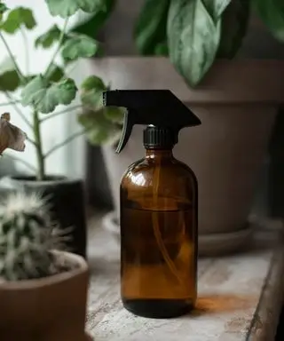 Sprayflaske ved potteplanter