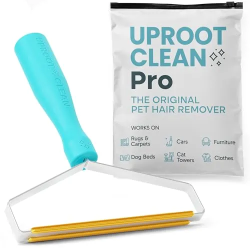 Ferramenta de remoção de pêlos de animais de estimação Uproot Cleaner Pro - Removedor especial de pêlos de cães Multi Borda de tecido e ancinho de carpete por Uproot Clean - Removedor de pele de gato para sofá Torres de animais de estimação Tapetes Tapetes e troncos de gatos e amp; Muito mais' loading='lazy' title=