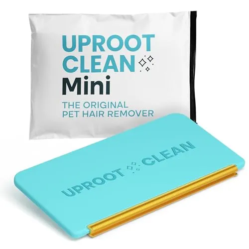 Uroot Cleaner Mini Ferramenta de remoção de pele de animal de estimação - Removedor de pêlos de cachorro de bolso para roupas de carro, camas de gato e amp; Cantos apertados - pelos criadores da ferramenta de remoção de pêlos de animais de estimação Uproot Cleaner Pro' loading='lazy' title=
