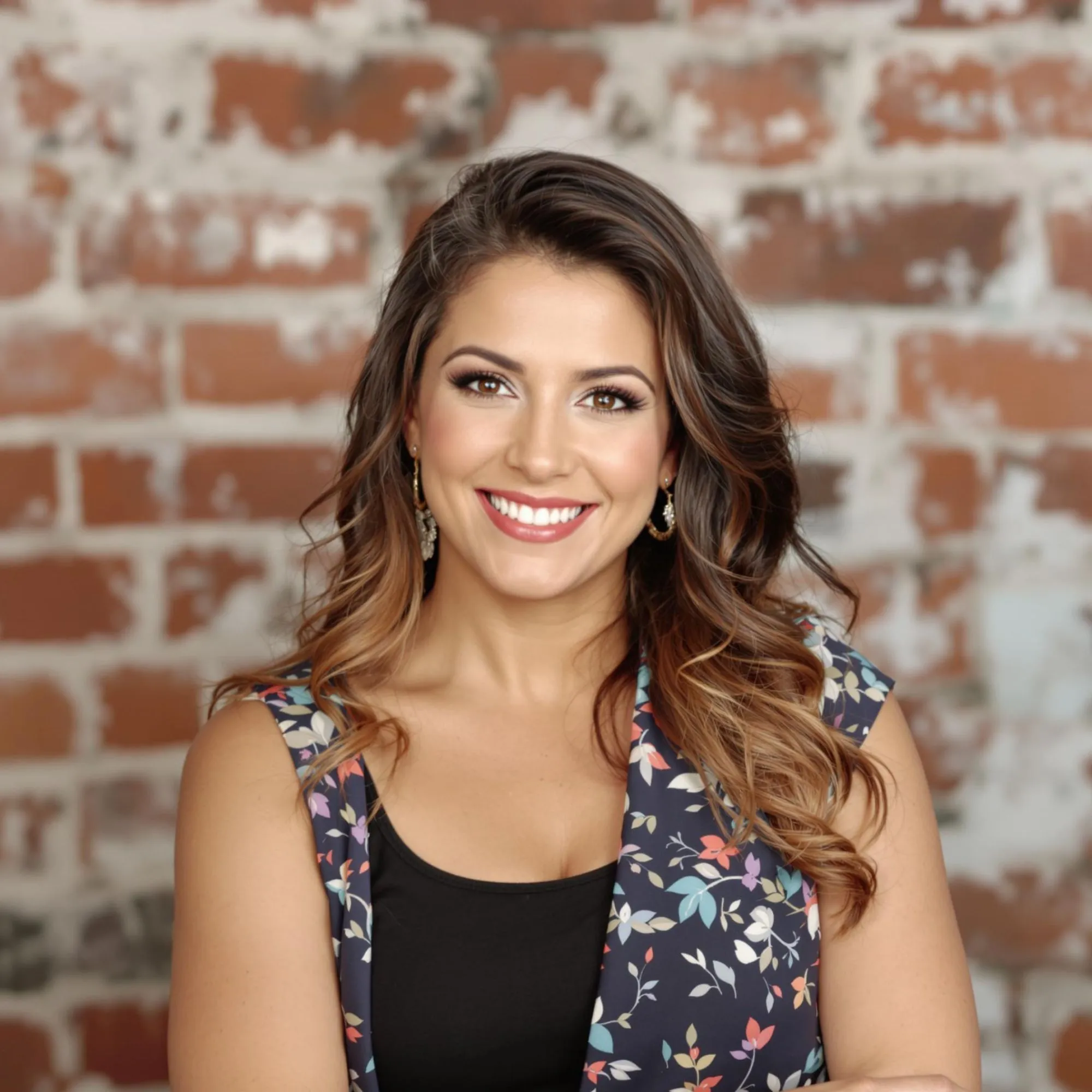 Sofia Martinez è una donna sorridente con i capelli castani e indossa un top floreale' loading='lazy' title=