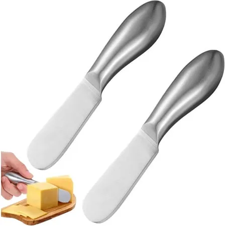 Byxas Buttermesser, 2-teiliges Käsebuttermesser-Set aus Edelstahl für kalte Butter, Frischkäse, Muttertag/Geburtstag/Partys/Hochzeit/Brautparty/Einweihungsparty/Erntedankfest/Weihnachten' loading='lazy' title=