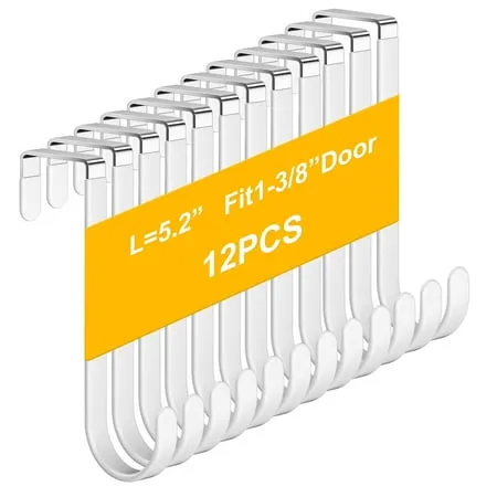 Ganchos para colgar en la puerta más grandes, paquete de 12, ganchos para colgar sobre la puerta, toallero para baño, ganchos para toallas, se adapta a puertas de 1 3/8' loading='lazy' title=