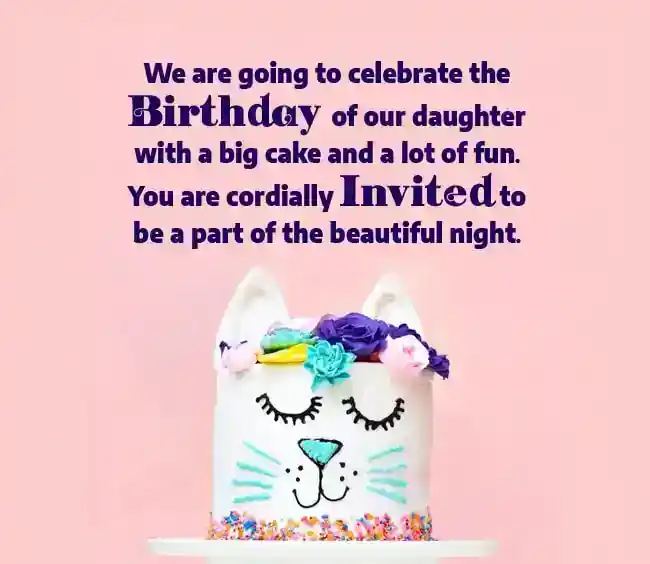 daughter birthday invitation message