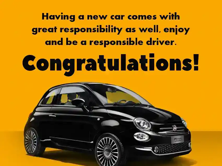 congratulations for new car