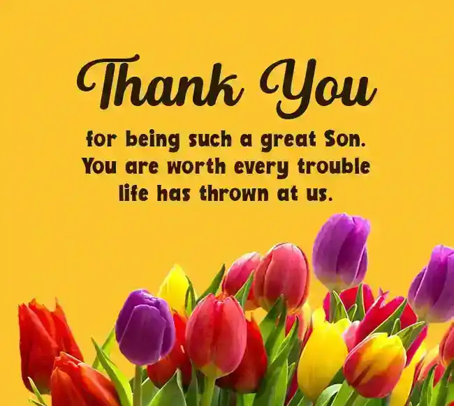 thank you message to my son