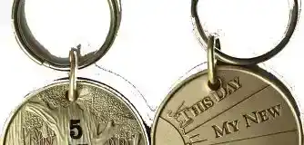 Personalized Engraved Date Medallion or Keychain This Day My New Life Began