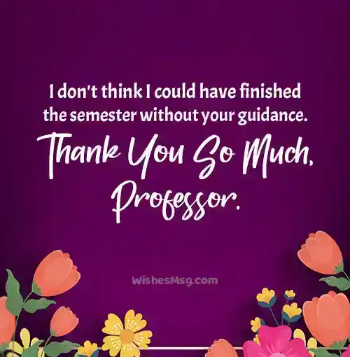 Thank You Email To Professor End Of Semester
